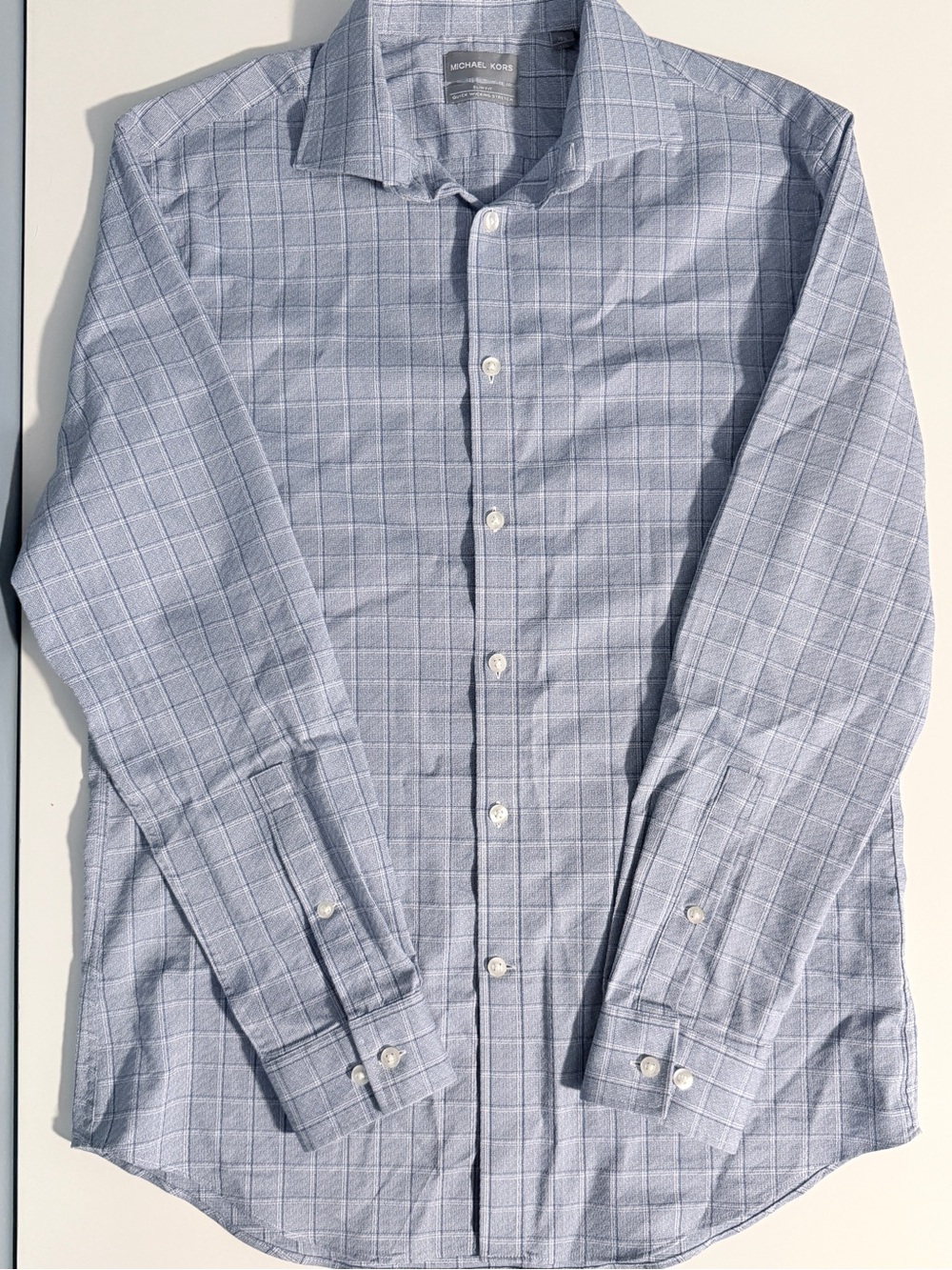 Michael Kors Light Blue Windowpane Dress Shirt